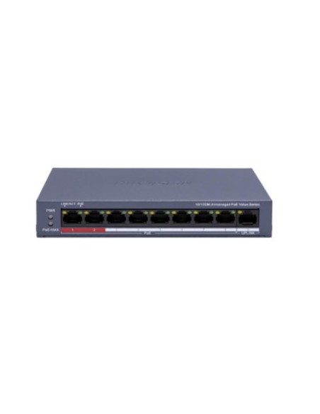 Acheter HIKVISION BASIC DS-3E0109P-E/M(B) HIKBASIC. Commutateur PoE 9 ports cuivre 10/100 (8 ports PoE + portée étendue 250 m). 