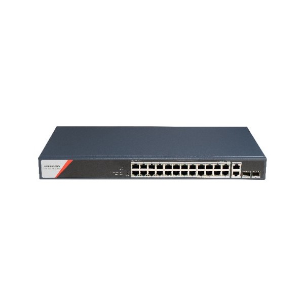 Comprar HIKVISION BASIC DS-3E1528HP-SI-24P2T HIKBASIC. Switch PoE de 24 puertos de cobre 10/100/1000 + 2 RJ45 Gigabit + 2 SFP Gi