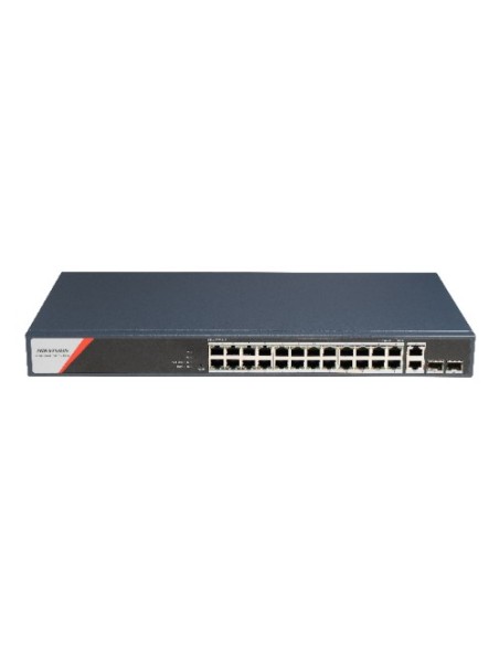 Comprar HIKVISION BASIC DS-3E1528HP-SI-24P2T HIKBASIC. Switch PoE de 24 puertos de cobre 10/100/1000 + 2 RJ45 Gigabit + 2 SFP Gi