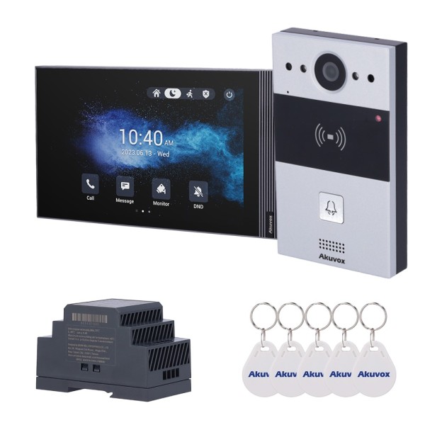 Comprar AKUVOX AK-KIT203 Kit de videoportero Linux - 2 hilos &amp; WiFi | Placa y monitor IPS - Audio bidireccional Crystal Clea