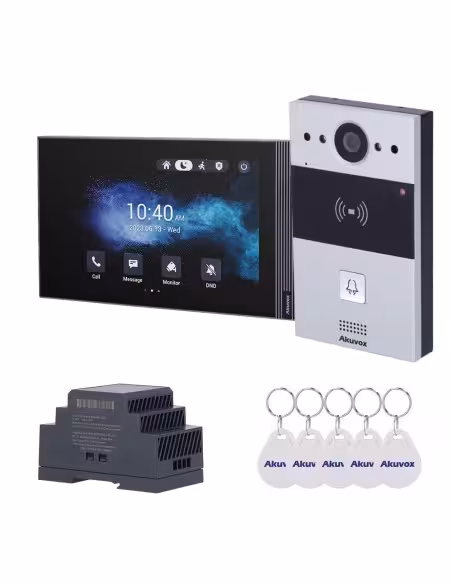 Comprar AKUVOX AK-KIT203 Kit de videoportero Linux - 2 hilos &amp; WiFi | Placa y monitor IPS - Audio bidireccional Crystal Clea