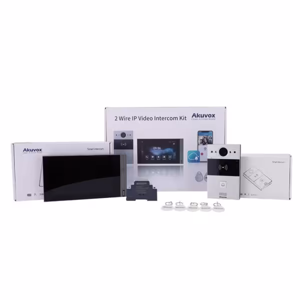 Comprar AKUVOX AK-KIT203 Kit de videoportero Linux - 2 hilos &amp; WiFi | Placa y monitor IPS - Audio bidireccional Crystal Clea