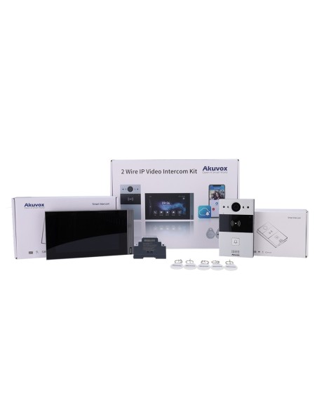 Comprar AKUVOX AK-KIT203 Kit de videoportero Linux - 2 hilos &amp; WiFi | Placa y monitor IPS - Audio bidireccional Crystal Clea