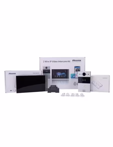 Comprar AKUVOX AK-KIT203 Kit de videoportero Linux - 2 hilos &amp; WiFi | Placa y monitor IPS - Audio bidireccional Crystal Clea