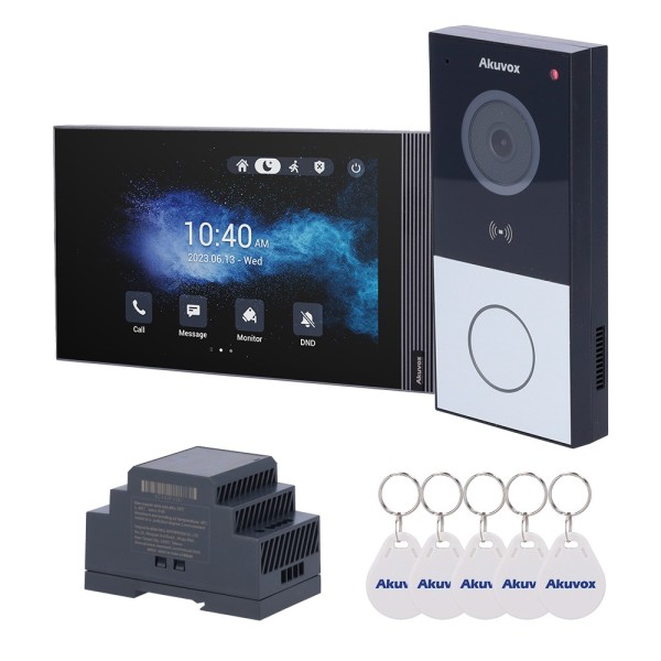 Comprar AKUVOX AK-KIT204 Kit de videoportero Linux - 2 hilos &amp; WiFi | Placa y monitor IPS - Audio bidireccional Crystal Clea