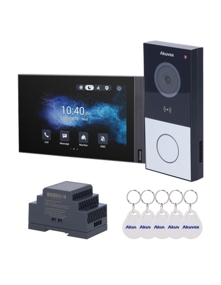 Comprar AKUVOX AK-KIT204 Kit de videoportero Linux - 2 hilos &amp; WiFi | Placa y monitor IPS - Audio bidireccional Crystal Clea