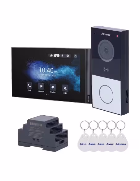 Acheter AKUVOX AK-KIT204 Kit de visiophone Linux - 2 fils & Wi‑Fi | Platine et moniteur IPS - Audio bidirectionnel Crystal Clea