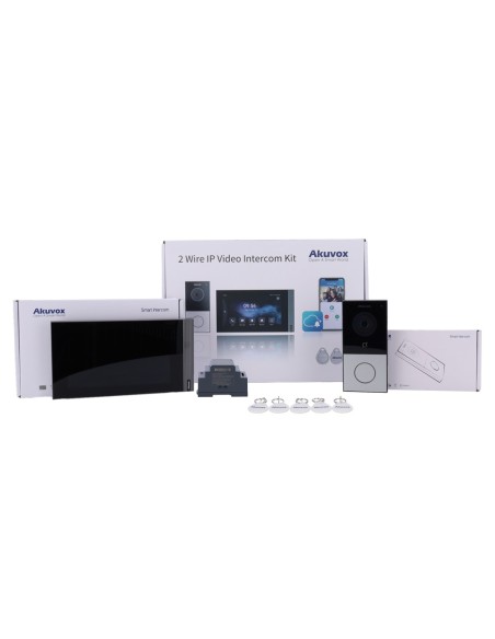 Comprar AKUVOX AK-KIT204 Kit de videoportero Linux - 2 hilos &amp; WiFi | Placa y monitor IPS - Audio bidireccional Crystal Clea