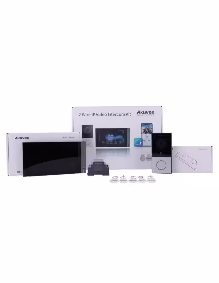 Acheter AKUVOX AK-KIT204 Kit de visiophone Linux - 2 fils & Wi‑Fi | Platine et moniteur IPS - Audio bidirectionnel Crystal Clea