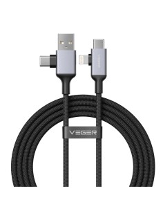 Comprar VEGER VG-V313 Veger - Cable USB 2.0 4 en 1 - USB-A / USB-C a USB-C / Lightning - Conector de aleación de aluminio - Carg