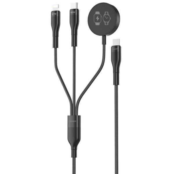 Acquista VEGER VG-V730 Veger - Cavo USB 2.0 3 in 1 - USB-C a USB-C, Lightning e Smartwatch - Rivestimento in metallo, nylon intr