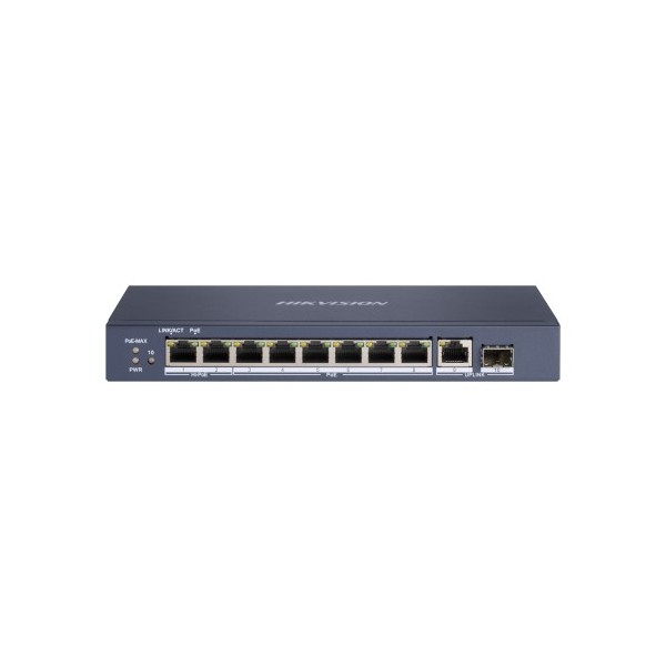 Comprar HIKVISION BASIC DS-3E0510HP-E HIKBASIC. Switch PoE de 9 puertos de cobre 10/100/1000 (2 puertos Hi-PoE + 8 PoE+) + 1 cob
