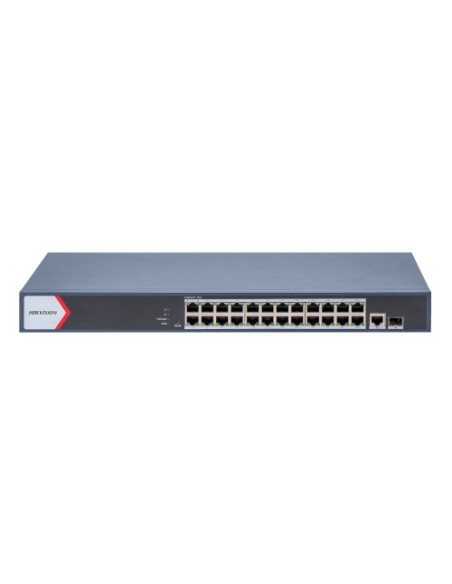 Comprar HIKVISION BASIC DS-3E1526P-EI HIKBASIC. Switch PoE de 24 puertos de cobre 10/100/1000 (PoE+ at/af extend 300m) + 1 cobre