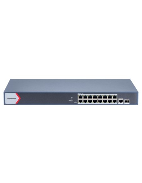 Comprar HIKVISION BASIC DS-3E1518P-EI HIKBASIC. Switch PoE de 16 puertos 10/100/1000 (PoE+ at/af 30W extendido 300m) + 1 RJ45 up