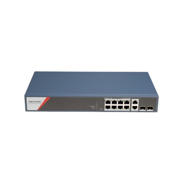 Comprar HIKVISION BASIC DS-3E1512HP-SI-8P2T2 HIKBASIC. Switch PoE gestionable de 8 puertos de cobre 10/100/1000 (4 puertos Hi-Po