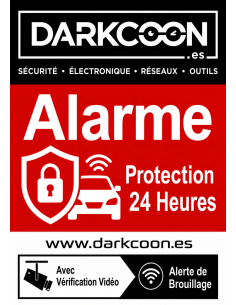 ALARM-5PEGATINAS-FR : Autocollant d’alarme connectée, zone protégée 24 heures sur 24, vérification vidéo et anti-brouillage. Fra 2