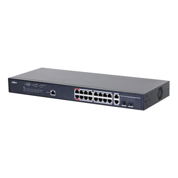 Comprar DAHUA PFS4218-16GT-130 Switch PoE 2.0 16 puertos Gigabit + 2 Combo Gigabit RJ45/SFP Uplink 130W Gestionable Layer2