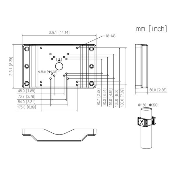 Acheter DAHUA PFA153-SG Adaptateur pour mât pour Speed Dome, PTZ et boîtiers de surveillance extérieurs. Couleur grise