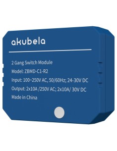 Acquistare AKUBELA AK-ZBMD-C1-R2 Relè intelligente a 2 linee - ZigBee 3.0 - Carico massimo 10 A per linea - Alimentazione 100-25