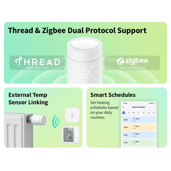 Comprar AQARA AQ-WT-A03D Aqara Radiator Thermostat W600 - Pantalla LED integrada / control de giro físico - Cabezal Termostático