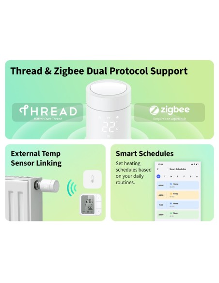 Acheter AQARA AQ-WT-A03D Thermostat de radiateur Aqara W600 - Écran LED intégré / commande rotative physique - Tête thermostatiq