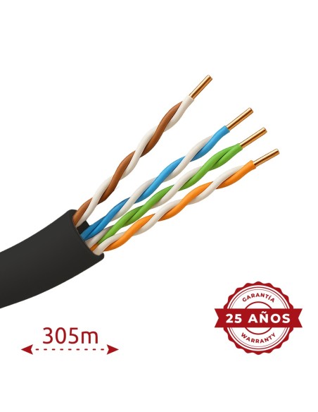 Comprar SAFIRE UTP5E-305-BC-OUTDOOR Cable UTP - Categoría 5E - Rollo de 305 metros - Conductor OFC, pureza 99.9% cobre - Diámetr