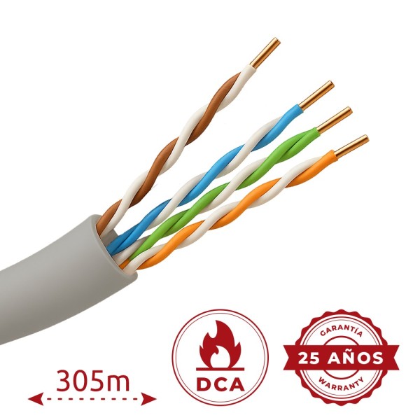 Comprar SAFIRE UTP5E-305-LSZH-DCA Cable UTP Safire libre de halógenos - Categoría 5e - Cumple con 90m Fluke test - Rollo de 305 