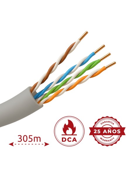 Comprar SAFIRE UTP5E-305-LSZH-DCA Cable UTP Safire libre de halógenos - Categoría 5e - Cumple con 90m Fluke test - Rollo de 305 