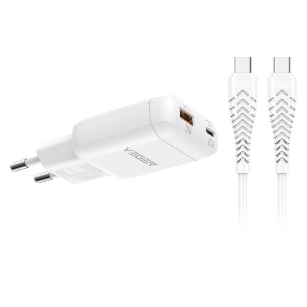 Comprar VEGER VG-TR121-KIT-45W1A1C VEGER - Cargador de pared - Carga rápida 45W |  Con tecnología GaN - Salidas USB-C, USB-A - C