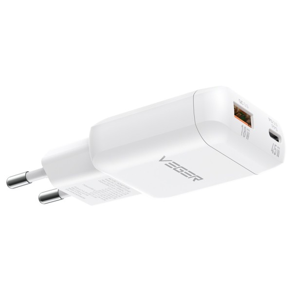 Comprar VEGER VG-TR121-KIT-45W1A1C VEGER - Cargador de pared - Carga rápida 45W |  Con tecnología GaN - Salidas USB-C, USB-A - C