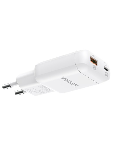 Acheter VEGER VG-TR121-KIT-45W1A1C VEGER - Chargeur mural - Charge rapide 45 W | Avec technologie GaN - Sorties USB-C, USB-A - C