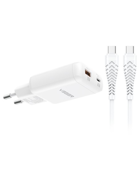 Acheter VEGER VG-TR122-KIT-65W1A1C VEGER - Chargeur mural - Charge rapide 65 W | Avec technologie GaN - Sorties USB-C, USB-A - C