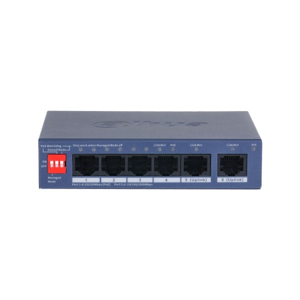 Comprar DAHUA DAHUA-5186 Switch PoE Dahua gestionable en la nube de 6 puertos para sobremesa
