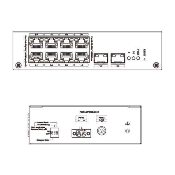 Acheter DAHUA CHS4210-8GT-110 Switch renforcé PoE 8 ports Gigabit + 2 SFP Gigabit 110 W administrable sur le Cloud Layer 2