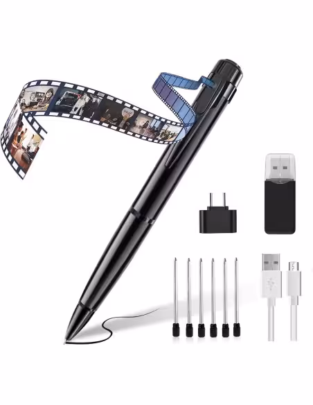 OEM QZTW10 Cámara oculta en bolígrafo espía . Con grabación audio. Para reuniones, entrevistas y negocios. 1080p Full HD