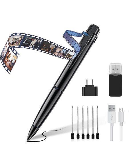 OEM QZTW10 Caméra cachée stylo espion. Avec enregistrement audio. Pour réunions, entretiens et affaires. 1080p Full HD