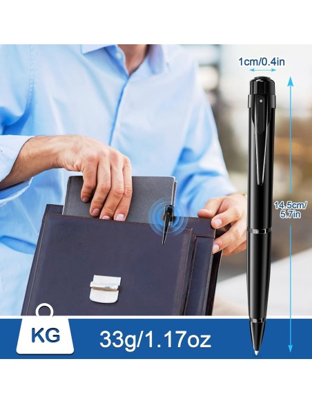 OEM QZTW10 Câmara oculta em caneta espiã. Com gravação de áudio. Para reuniões, entrevistas e negócios. 1080p Full HD
