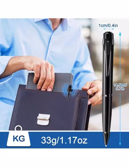 OEM QZTW10 Cámara oculta en bolígrafo espía . Con grabación audio. Para reuniones, entrevistas y negocios. 1080p Full HD