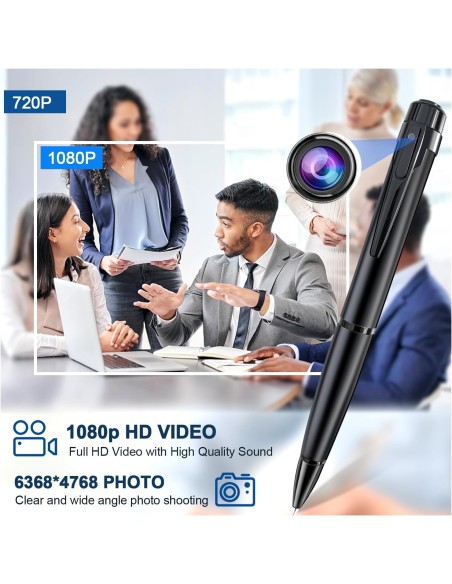 OEM QZTW10 Caméra cachée stylo espion. Avec enregistrement audio. Pour réunions, entretiens et affaires. 1080p Full HD