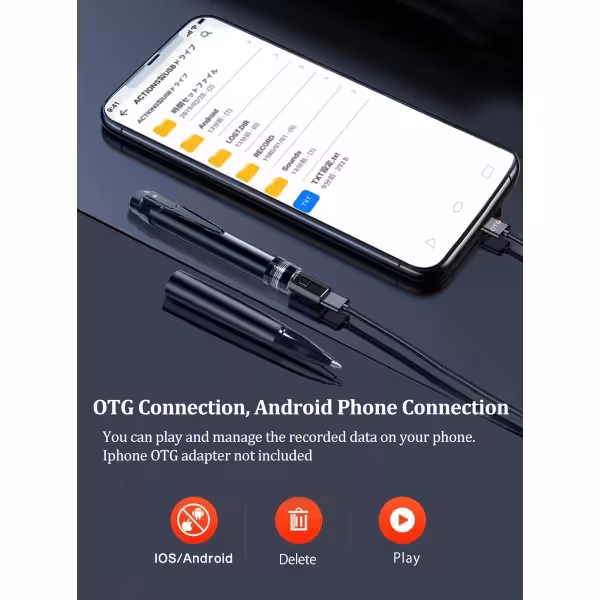 OEM QZTW10 Cámara oculta en bolígrafo espía . Con grabación audio. Para reuniones, entrevistas y negocios. 1080p Full HD