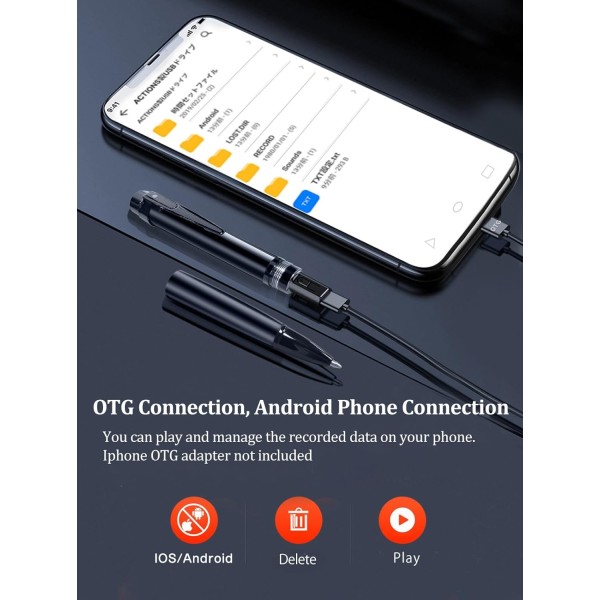 OEM QZTW10 Caméra cachée stylo espion. Avec enregistrement audio. Pour réunions, entretiens et affaires. 1080p Full HD