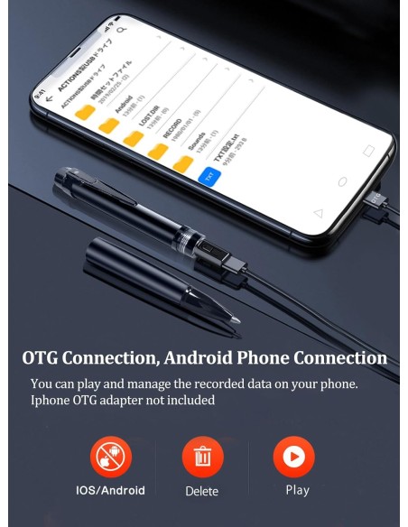 OEM QZTW10 Câmara oculta em caneta espiã. Com gravação de áudio. Para reuniões, entrevistas e negócios. 1080p Full HD