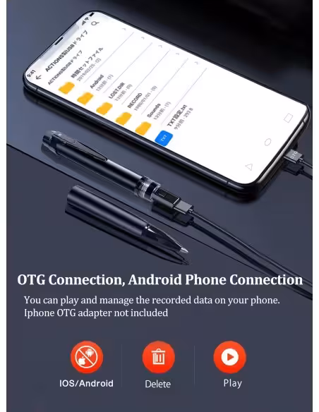 OEM QZTW10 Cámara oculta en bolígrafo espía . Con grabación audio. Para reuniones, entrevistas y negocios. 1080p Full HD