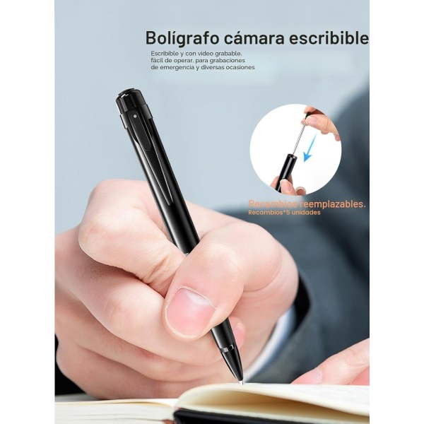 OEM QZTW10 Câmara oculta em caneta espiã. Com gravação de áudio. Para reuniões, entrevistas e negócios. 1080p Full HD