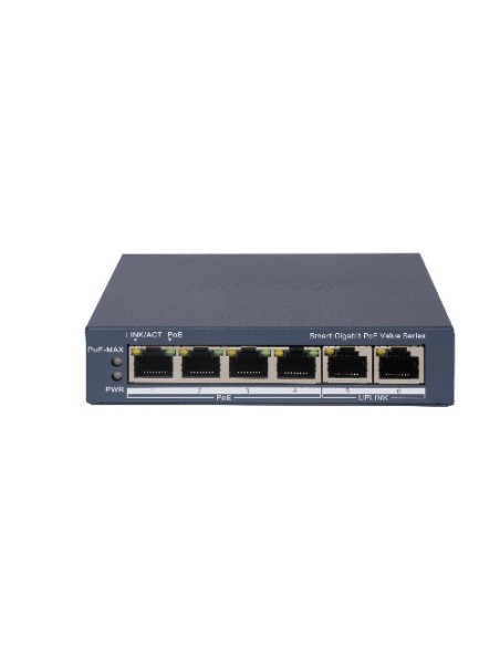 Acheter HIKVISION BASIC DS-3E1506P-EI-M HIKBASIC. Switch commercial 6 ports : 4x RJ45 PoE Gb + 2x RJ45. PoE 60 W. Easy Smart (VL