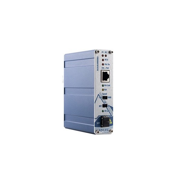 Comprar ADILEC EMGU0101S10 ADILEC. Media converter industrial Gigabit Ethernet con PoE++ 60 W puerto SFP 100FX 1000FX y doble al