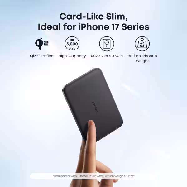 Comprar ANKER ANK-1665-B Anker Mini Power Bank - Capacidad 5000mAh  - Entrada 1x USB-C  - Salidas USB-C e inalámbrica - Carga 2 