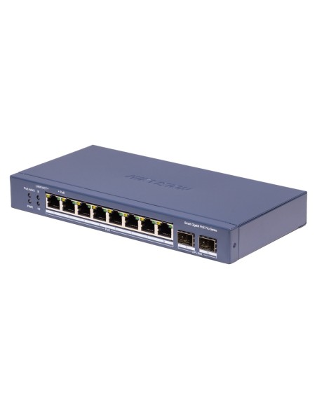 Comprar HIKVISION DS-3E1510P-SI-8P2F Hikvision Switch PoE Gestionable - 8 Puertos PoE 802.3af/at + 2 Uplinks SFP - Velocidad Gig