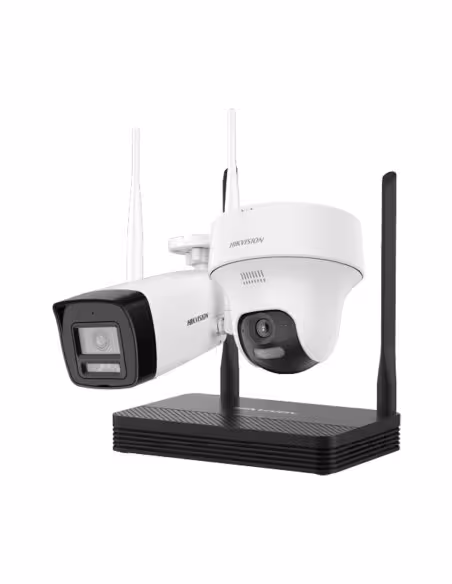 Comprar HIKVISION DS-J142I/NKS424W02H Kit de Videovigilancia Hikvision Wifi - Cámara bullet 4 Mpx IR 30 m - Cámara Turret 4 Mpx 