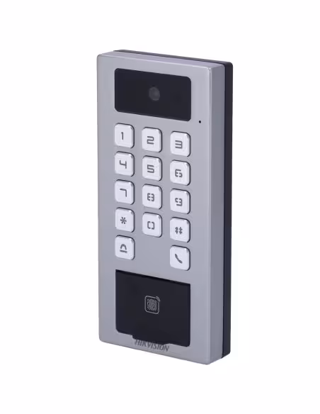 Comprar HIKVISION DS-K1T502DBFWX-CE1 Control de acceso con cámara PoE IP65 IK09 - Huella, tarjeta MF DESFire, QR y PIN - 10.000 